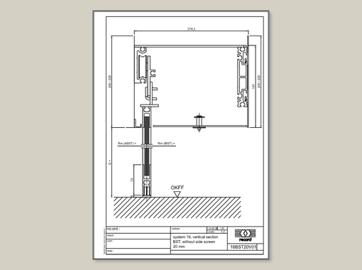 CURVED Convex/Concave - vertical section profile 20 - no side screen