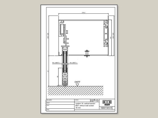 CURVED Convex/Concave - vertical section profile 30 - no side screen