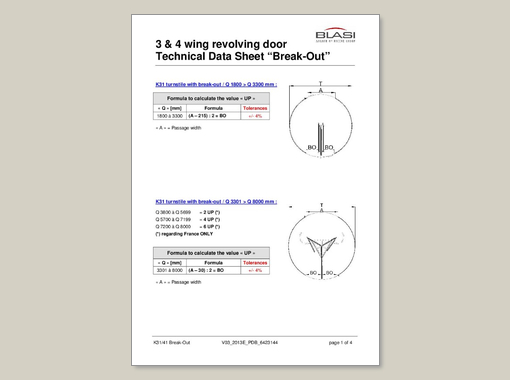 K31 / K41 Revolving Door, Technical Data Sheet  Break-Out