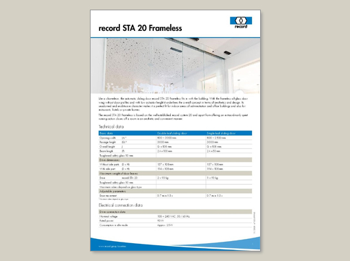 record STA 20 Frameless – datasheet