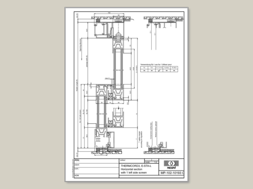 E-STA-L, Horizontal section with 1 left side screen