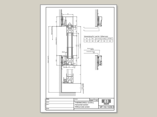 THERMCORD3, E-STA-L Horizontal section without side screen