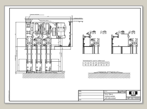 THERMCORD3, TSA-V, vertical section with side screen