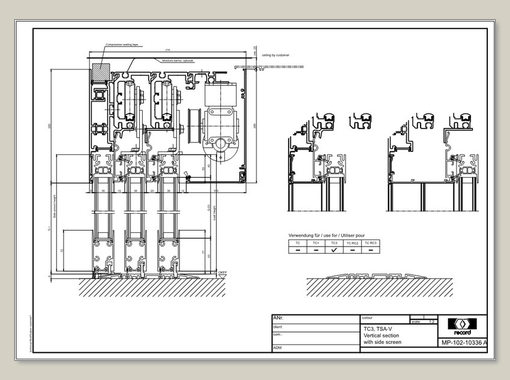 THERMCORD3, TSA-V, vertical section with side screen