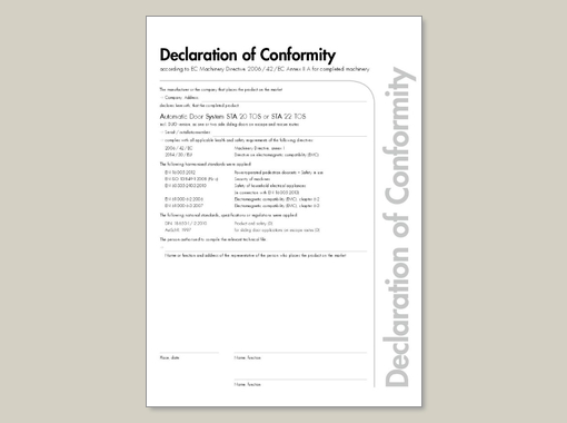 Declaration of Conformity TOS