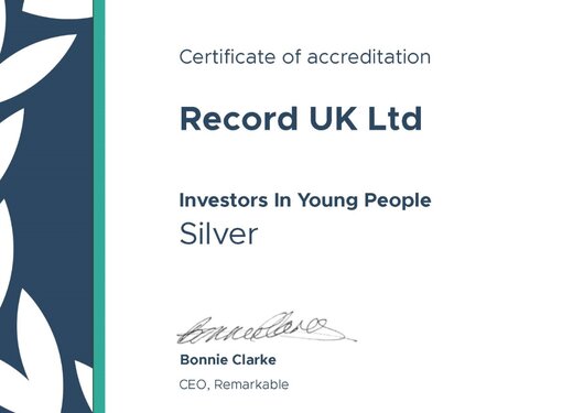 23/06/2021 record uk awarded Investors in Young People Award - Silver Level 